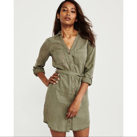 Abercrombie & Fitch Dresses & Skirts - Abercrombie and Finch khaki green shirt dress 💚